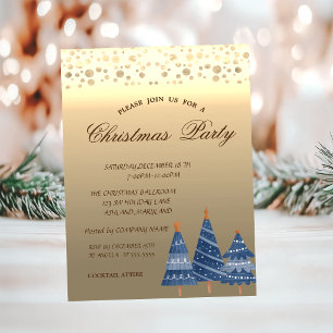 Invitación Árboles de Pino Azules, Fiesta de Navidad Corporat