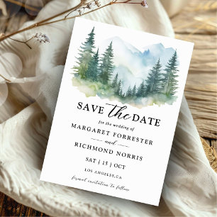 Invitación Árboles de Pino de Montaña Boda Rústica Guardar la