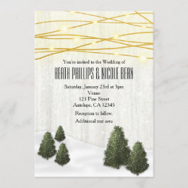 Invitación Árboles de Pino Rústicos Boda de Invierno Diciembr