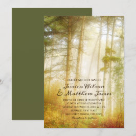Invitación Árboles de pinos de selva rústicos boda romántica