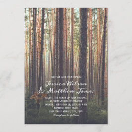 Invitación Árboles de pinos de selva rústicos caen en matrimo