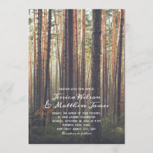 Invitación Árboles de pinos de selva rústicos caen en matrimo