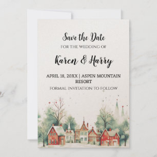 Invitación Árboles de vacaciones de invierno ahorran acuarela