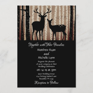 Invitación Árboles de venados y áseos Boda rústico de bosques