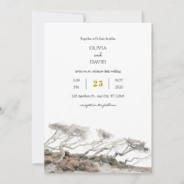 Invitación Árboles de viento de la costa beige ven la boda de