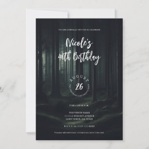 Invitación Árboles del bosque oscuro y sombrío al anochecer e