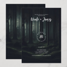 Invitación Árboles del bosque oscuro y sombrío en la boda del