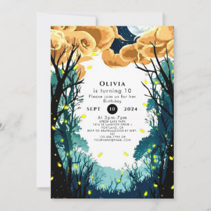 Invitación Árboles del cumpleaños de Pastel Woodland