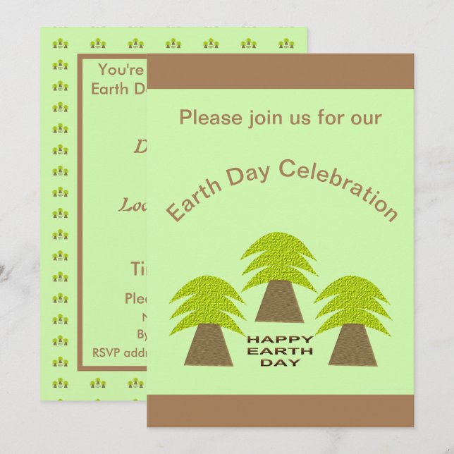 Invitación Árboles del Día de la Tierra Personalizados (Anverso / Reverso)