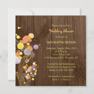 Invitación Árboles en ducha rústica de matrimonio de granos d
