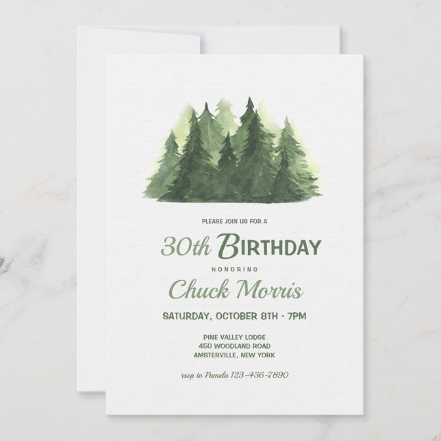 Invitación Árboles en el cumpleaños del bosque (Anverso)