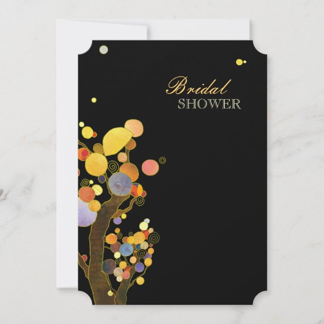 Invitación Árboles fantásticos elegante ducha de novia negra (Anverso)