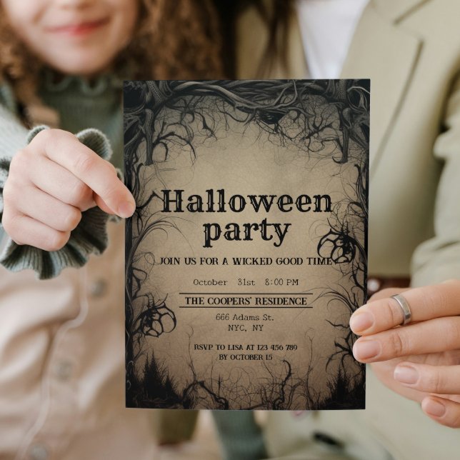 Invitación Árboles góticos oscuros Creepy Fiesta de Halloween (Subido por el creador)