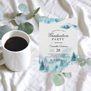 Invitación Árboles modernos y simples de invierno verdes y bl