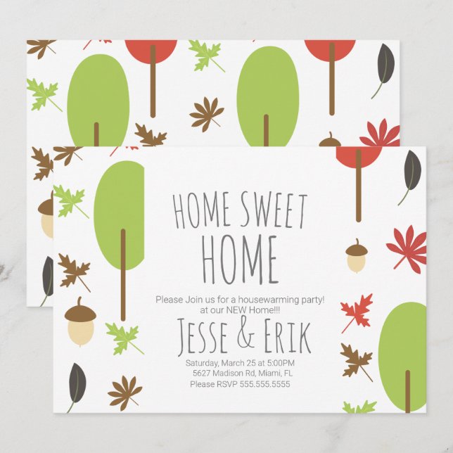 Invitación Árboles otoñales modernos y Fiesta de la vegetació (Anverso / Reverso)