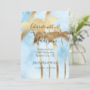 Invitación Árboles tropicales de oro azul