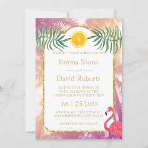 Invitación Árboles tropicales de palmeras y Boda de verano de