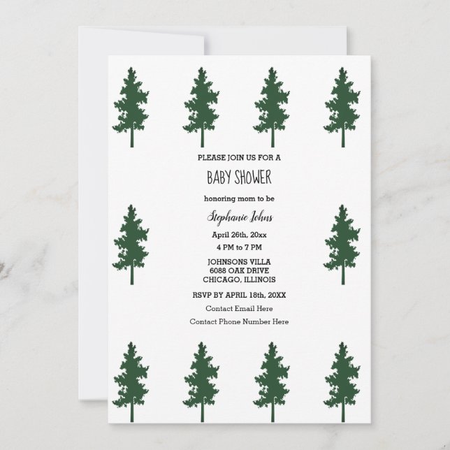 Invitación Árboles verdes de bosques de bosque de bosques ado (Anverso)