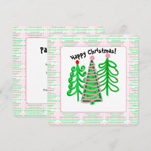 Invitación Árboles verdes de Navidad rosados