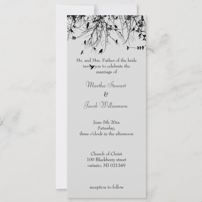 Invitación Árboles y aves (Anverso)