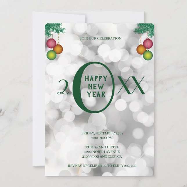 Invitación Árboles Y Bolas De Navidad (Anverso)