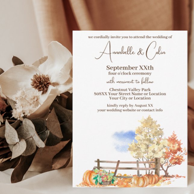 Invitación Árboles y calabazas paisajistas rústicos de otoño (Subido por el creador)