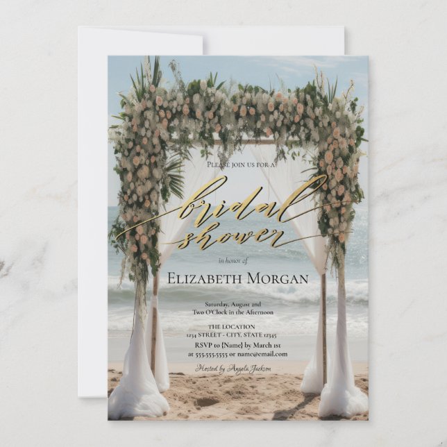 Invitación Arbor Floral de Playa Tropical (Anverso)