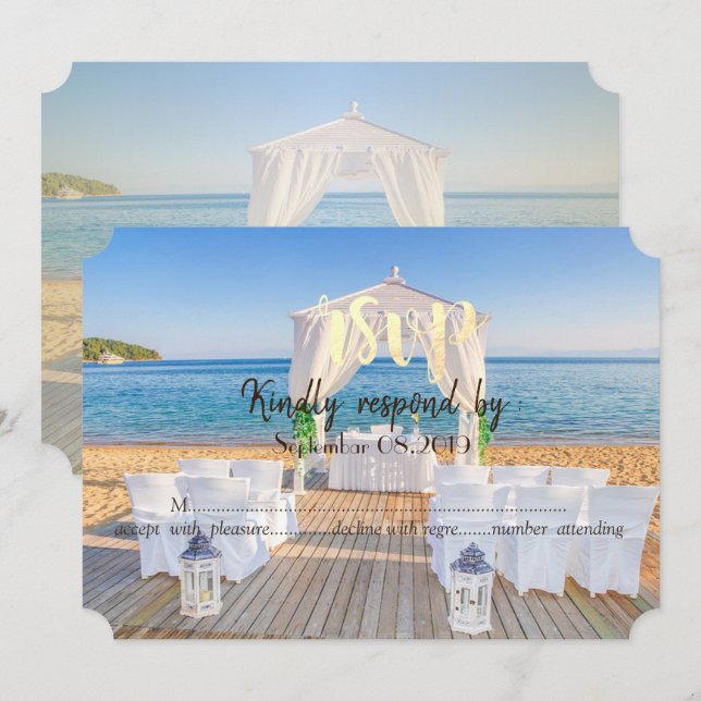 Invitación Arbusto de playa tropical RSVP (Anverso / Reverso)