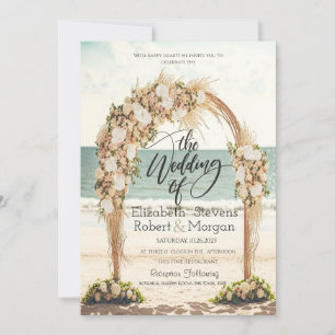 Invitación Arbusto de rosas para boda en la playa
