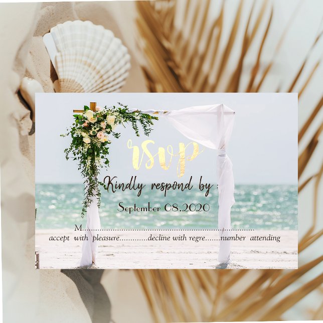 Invitación Arbusto floral de boda de playa RSVP (Subido por el creador)