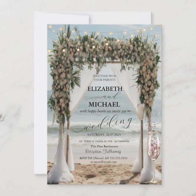 Invitación Arbusto floral de playa tropical (Anverso)