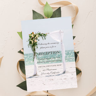 Invitación Arbusto Floral de Recepción para Boda en la Playa