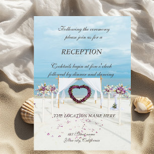 Invitación Arbusto Floral para Boda en la Playa Recepción