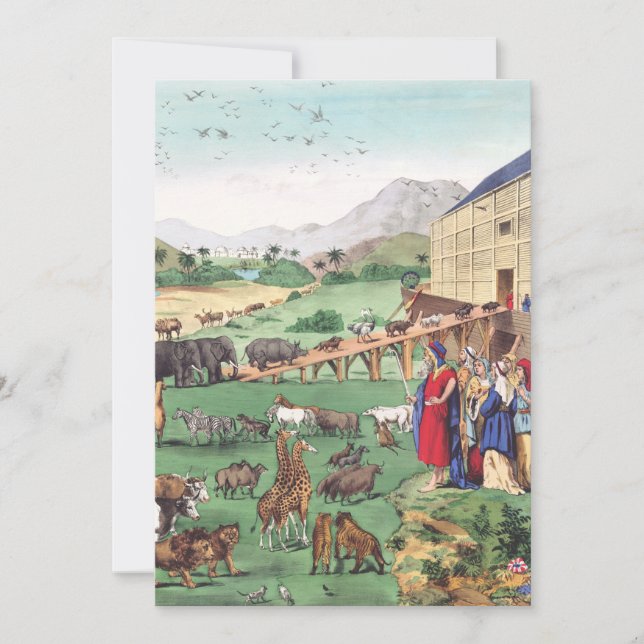 Invitación Arca de Noé con animales (Anverso)