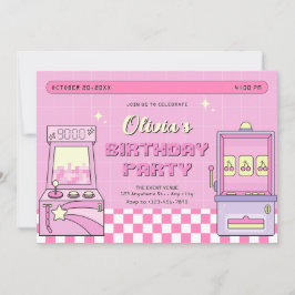 Invitación arcade de juegos rosa