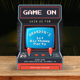 Invitación Arcade Game 1er Fiesta de cumpleaños