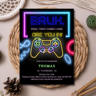 Invitación Arcade video juegos neonato láser cumpleaños