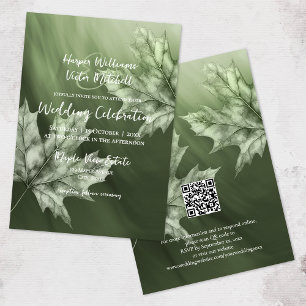 Invitación arce verde musgo oscuro hojas de acento todo en un