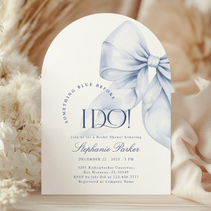 Invitación Arch Algo Azul Bow Bridal Ducha