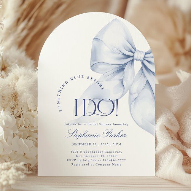Invitación Arch Algo Azul Bow Bridal Ducha (Subido por el creador)