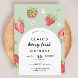 Invitación Arch Berry Primer tema de cumpleaños de fresa