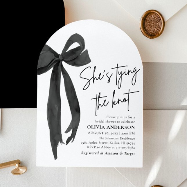 Invitación Arch Black Bow está atando la ducha nupcial (Subido por el creador)