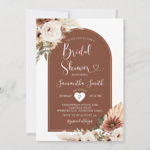 Invitación Arch Bohemira Terracota Floral blanca Ducha de nov