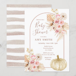 Invitación Arch Boho Pumpkin y Pampas Grass Baby Shower