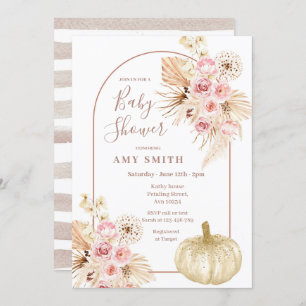 Invitación Arch Boho Pumpkin y Pampas Grass Baby Shower 