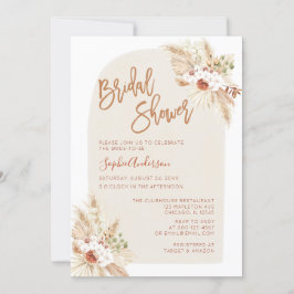 Invitación Arch Boho Terracotta Pampas Ducha de Novias Grass