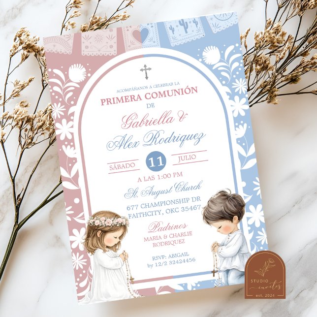 Invitación Arch Cielito Lindo Sibling Boy and Girl First Holy (Subido por el creador)