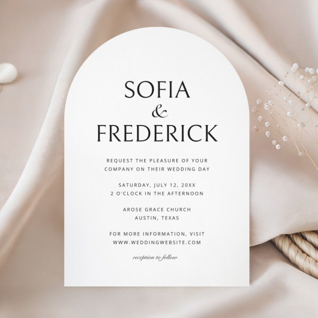 Invitación Arch Classic Photo Script Boda blanco y negro (Subido por el creador)