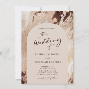 Invitación Arch Earthy Textures Gold Washes Boda
