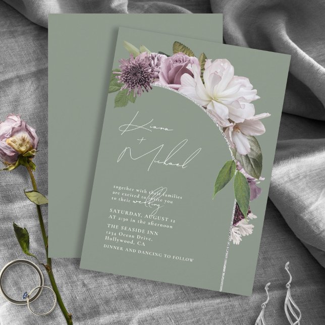 Invitación Arch Florals Boda Sage Green D967 (Subido por el creador)